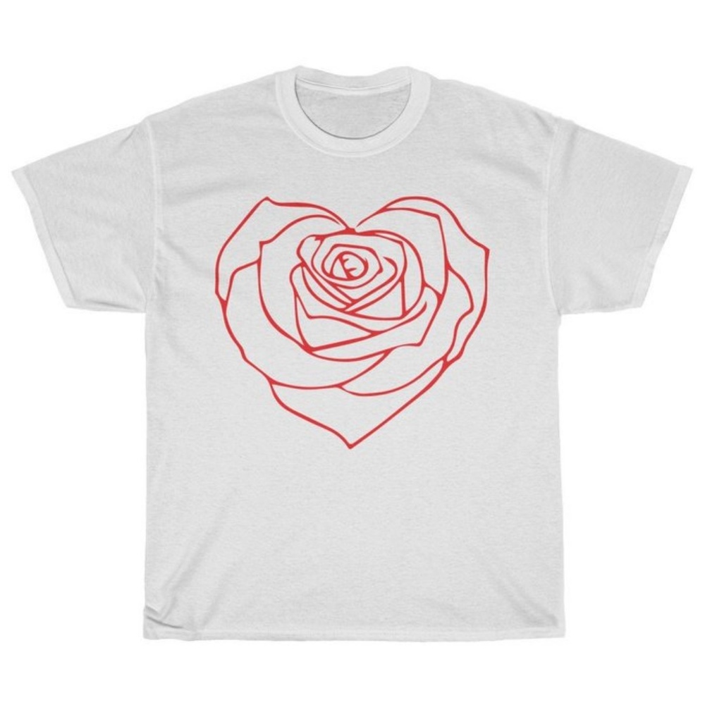 Heart Rose White Art Tee